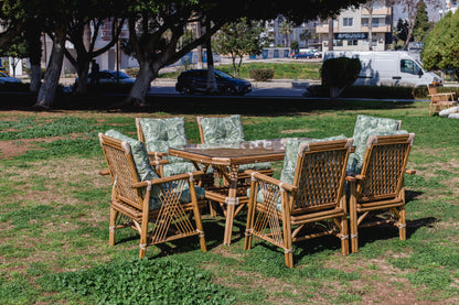 Bambu 6 Kişilik Masa Takımı -yeşil