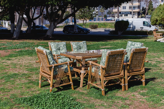 Bambu 6 Kişilik Masa Takımı -yeşil