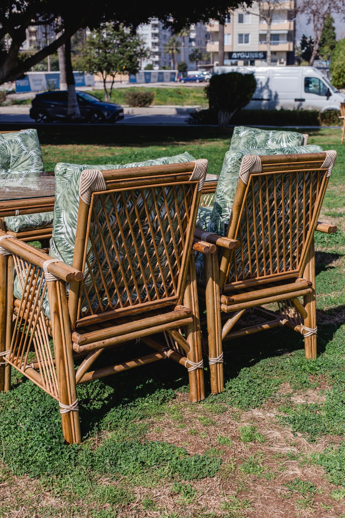 Bambu 6 Kişilik Masa Takımı -yeşil