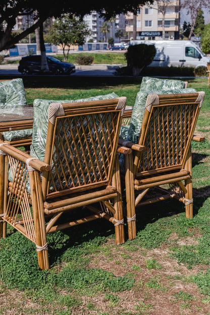 Bambu 6 Kişilik Masa Takımı -yeşil