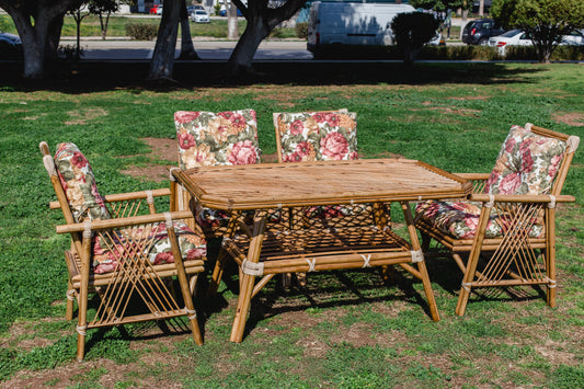 Bambu 4 Kişilik Masa Takımı -Renkli