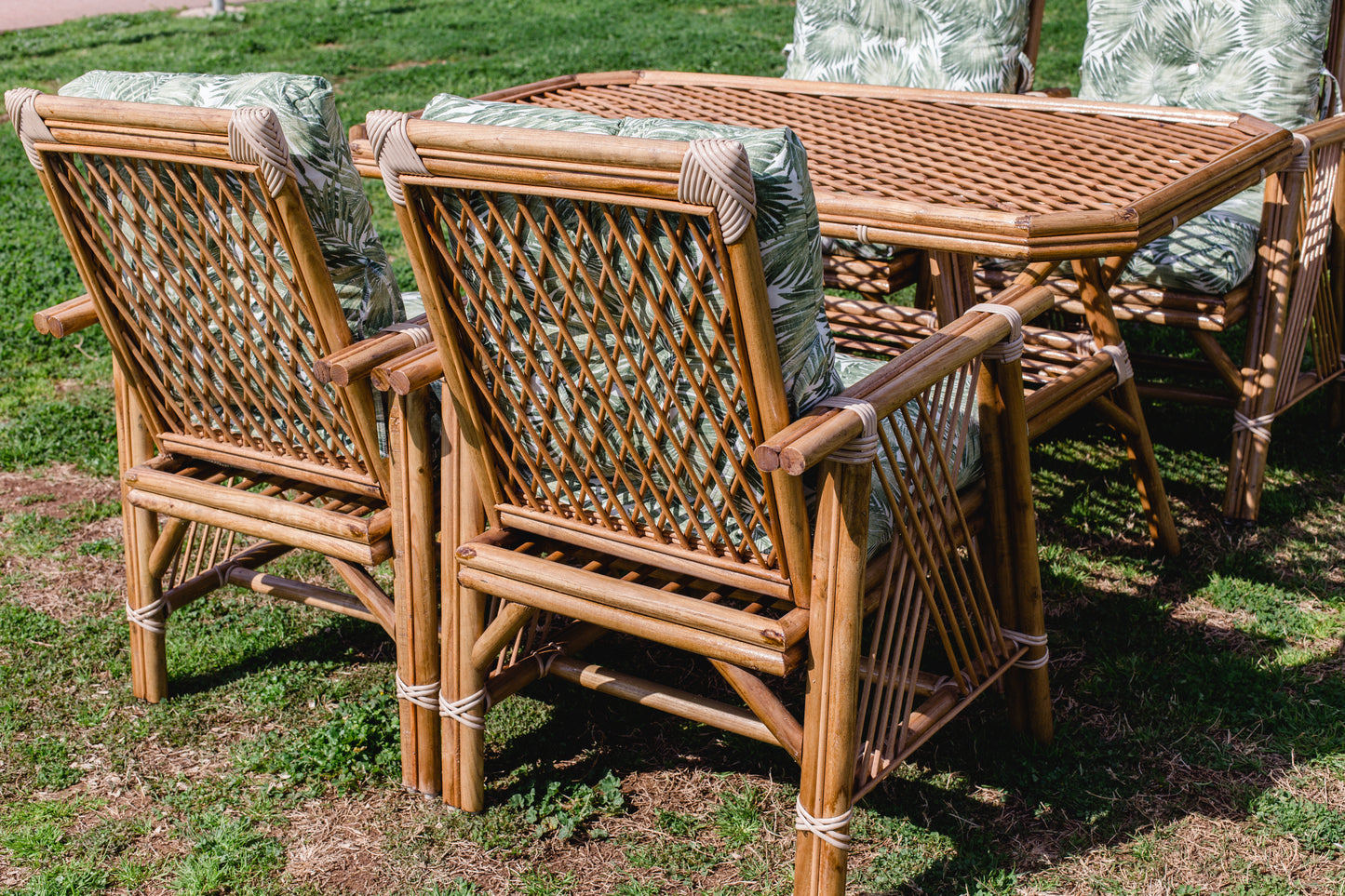 Bambu 4 Kişilik Masa Takımı - Yeşil