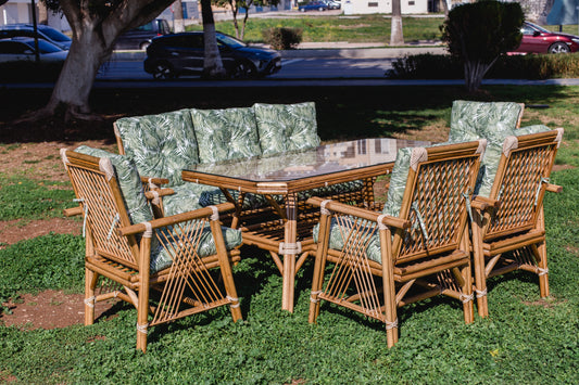 Bambu 7 Kişilik Masa Takımı -yeşil