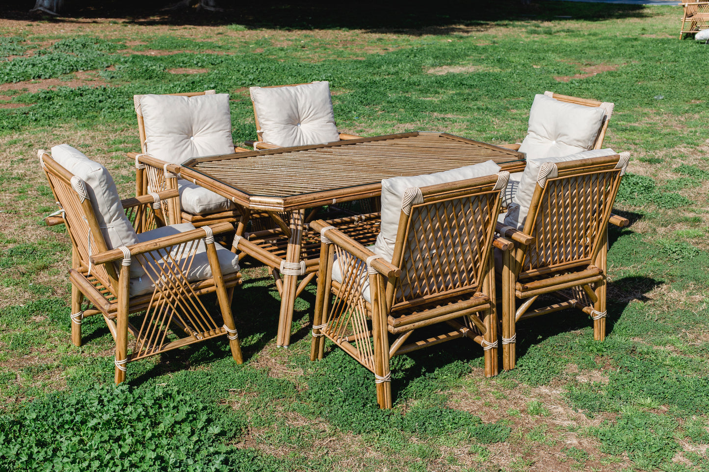 Bambu 6 Kişilik Masa Takımı -vizon